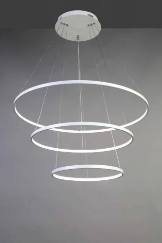Люстра подвесная LED Giro 1765-18P Favourite белая на 3 лампы, основание белое в стиле современный кольца